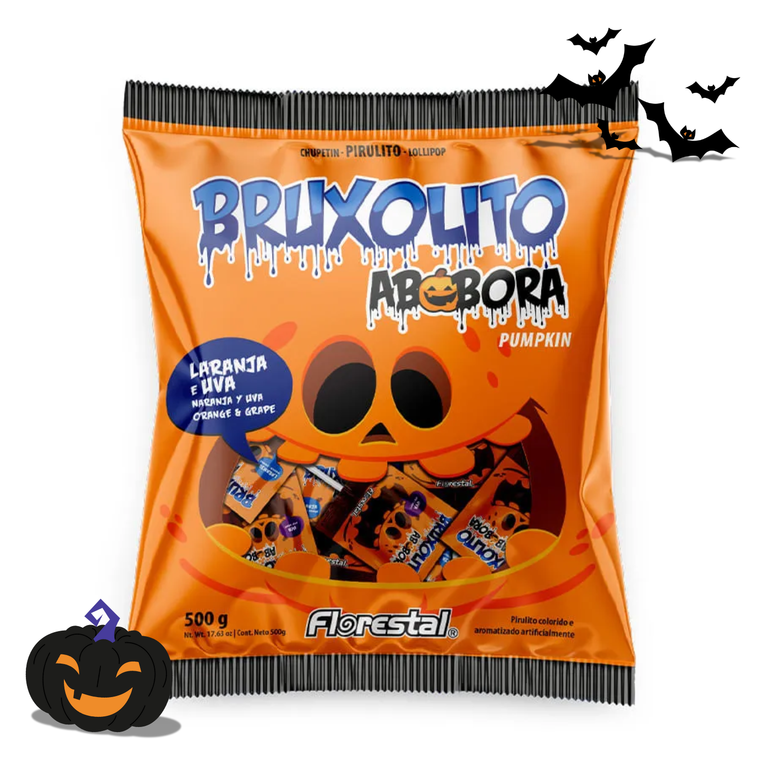 Pirulito Florestal Bruxolito Abóbora (500g)